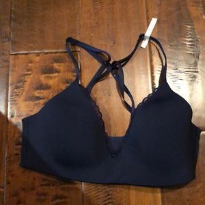 Navy blue bralette, lightly padded